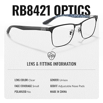 Ray-Ban RB8421 Square Shape Metal Glasses With Eyewear Kit